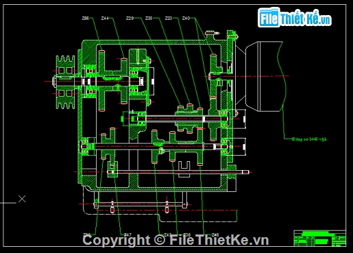 Hộp tốc độ,trục chính máy tiện,cơ khí,Bản vẽ autocad